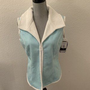 B N W Bianca Nygard Weekend Blue White Soft Warm Vest 8 Medium M New Beautiful